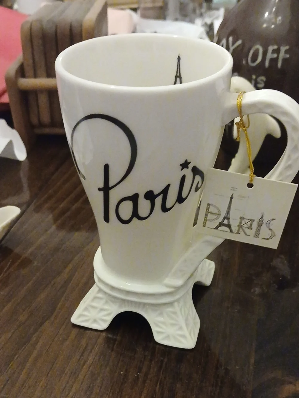 Parisian Works White Ceramic Paris Mug with Eiffel Tower Base